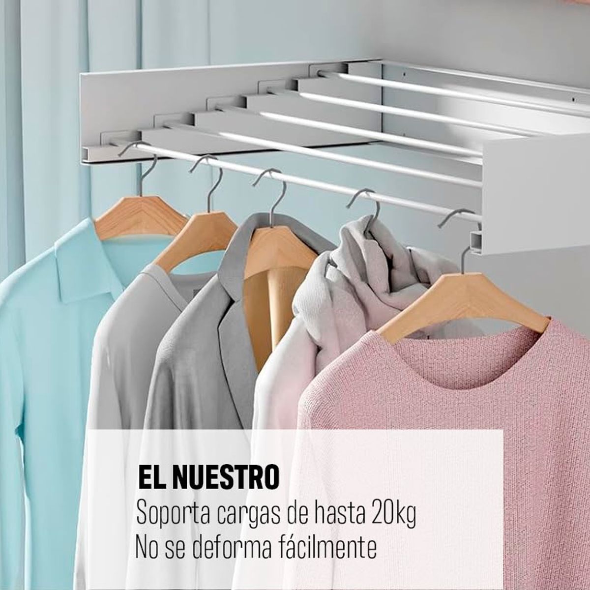 VENHOOUSE - Tendedero Plegable Ropa Retráctil De Pared 80cm Blanco