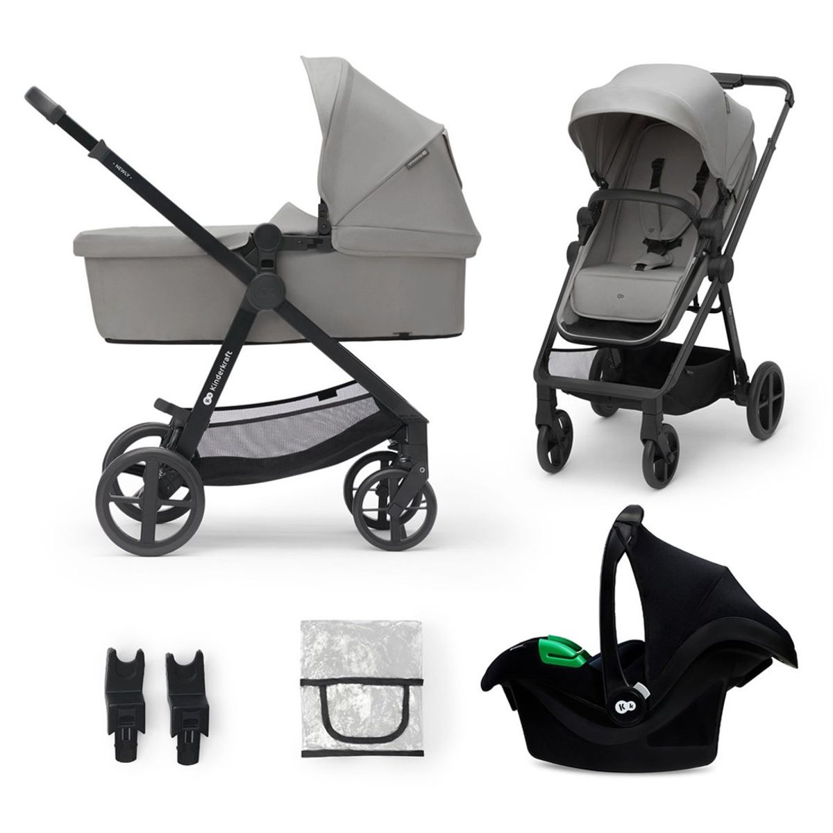 KINDERKRAFT - Coche Travel System Newly 3en1 Gris KINDERKRAFT