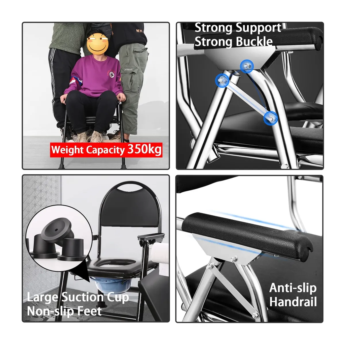 GENERICO - Silla Baño Wc Portatil Plegable Baño Inodoro Discapacitados Acero Inox