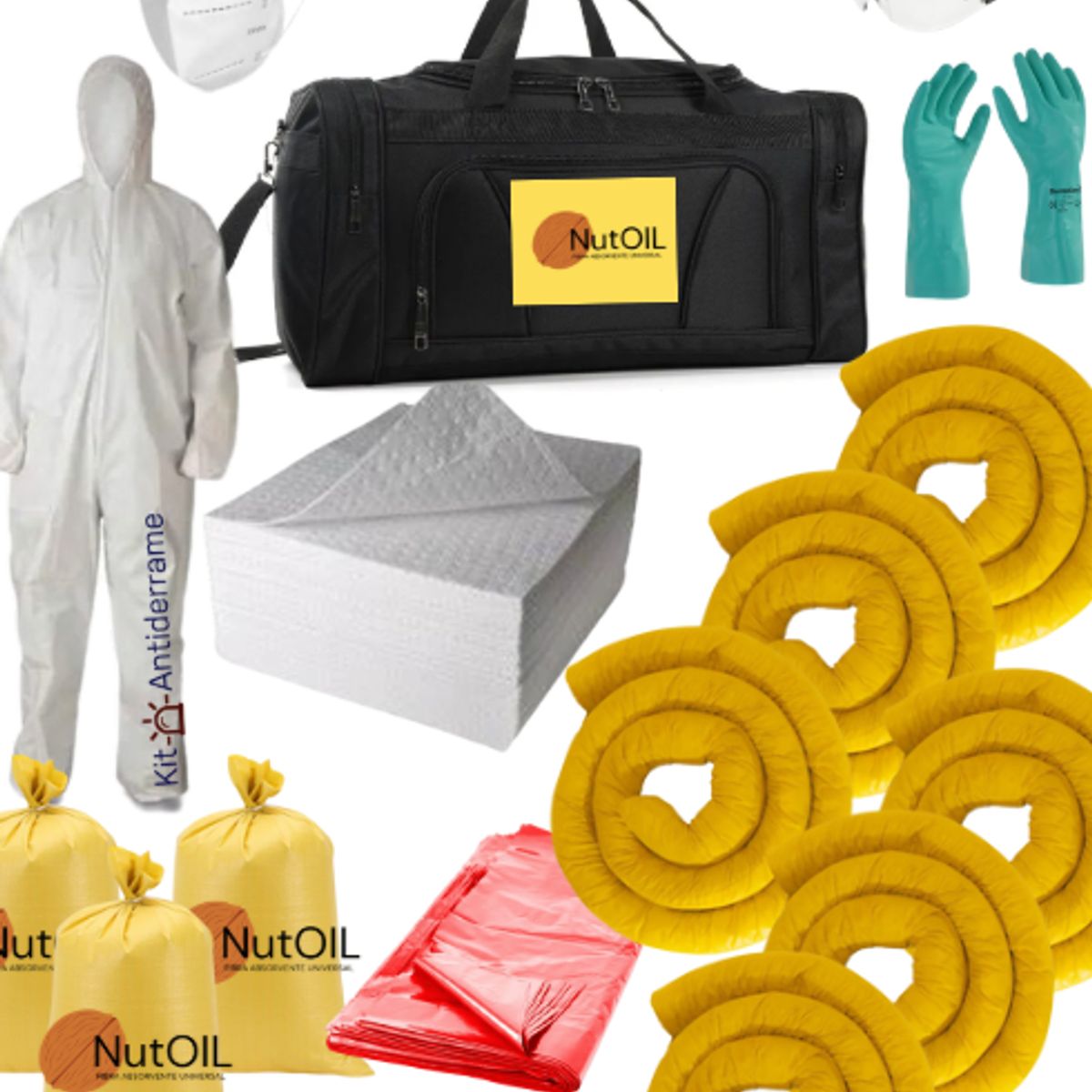 GENERICO - Kit Antiderrame Portátil 120 Lt Nutoil Hidrocarburos Aceites