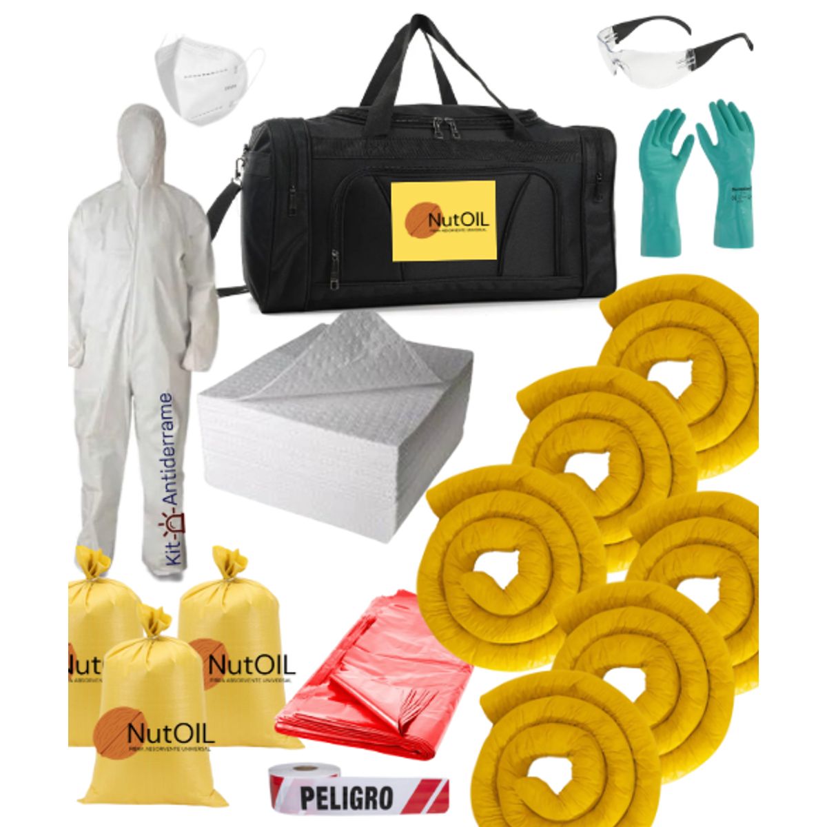 GENERICO - Kit Antiderrame Portátil 120 Lt Nutoil Hidrocarburos Aceites