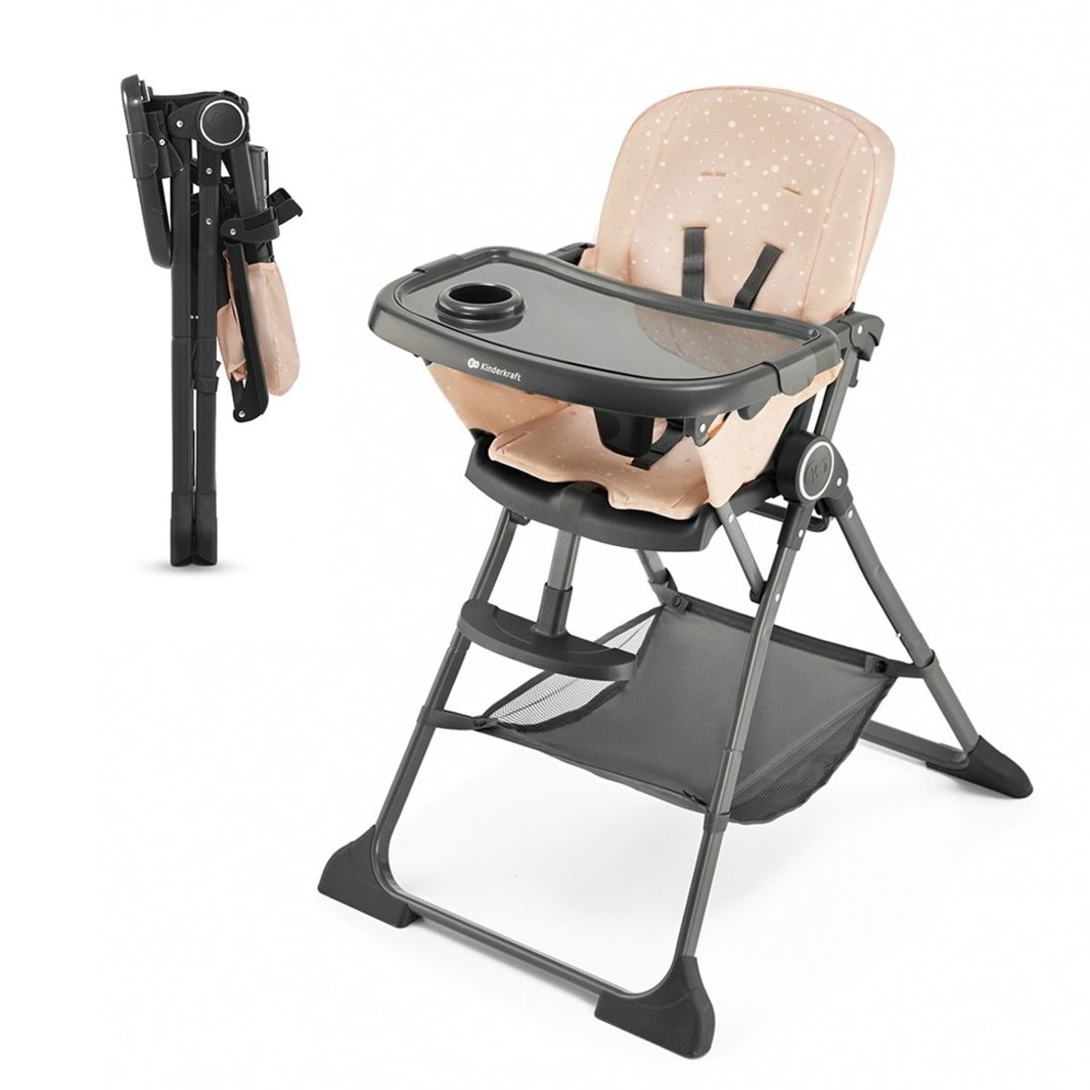 KINDERKRAFT - Silla de Comer Plegable FOLDEE Rosa KINDERKRAFT