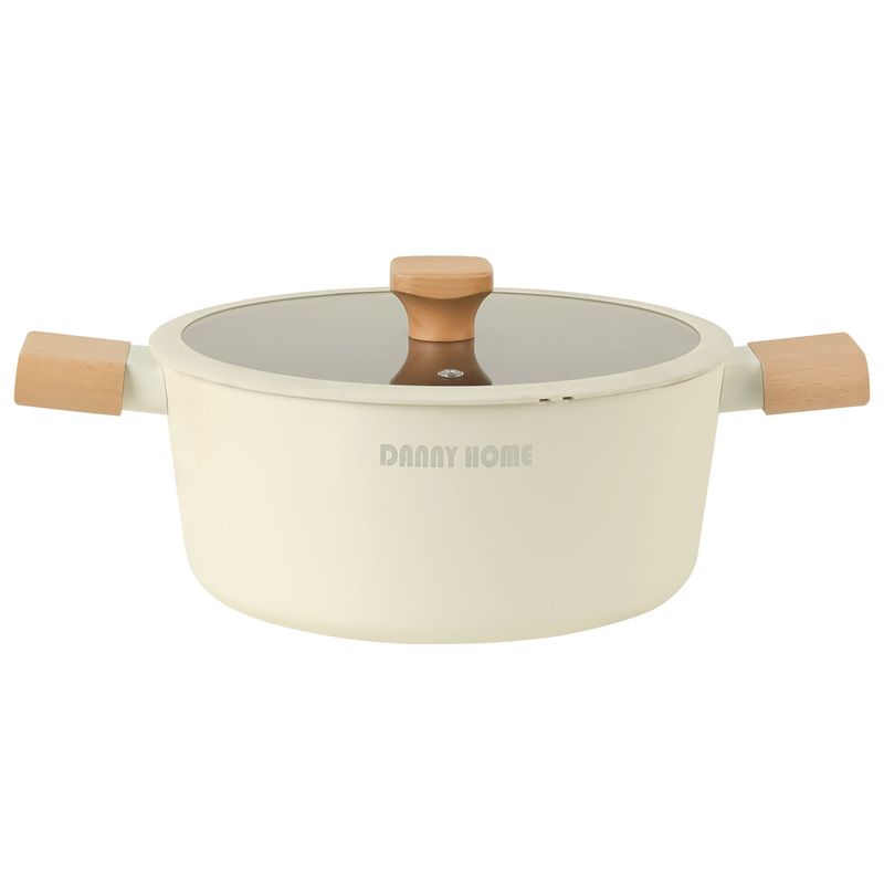 DANNY HOME - Olla Cacerola de Alumninio Forjado con Tapa Cristal y Silicona  24cm