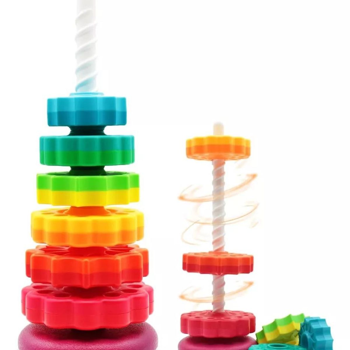 KUANGYE - Spin Again Torre Giratoria Encaje Rainbow Juguete Apilar