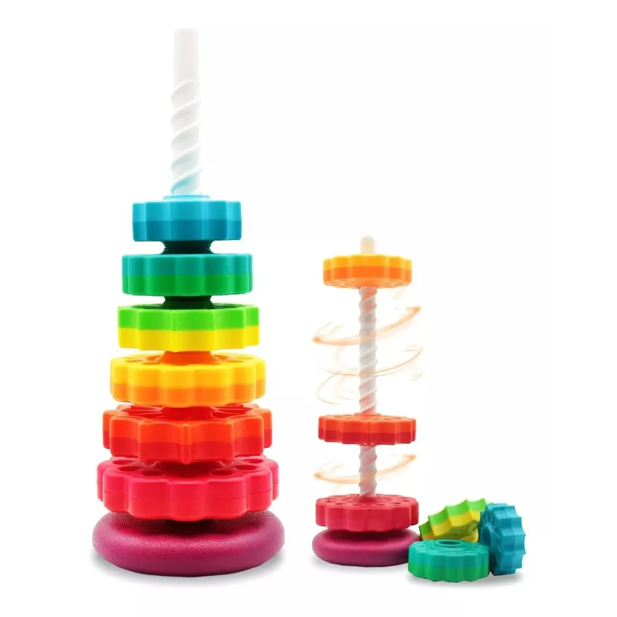 KUANGYE - Spin Again Torre Giratoria Encaje Rainbow Juguete Apilar