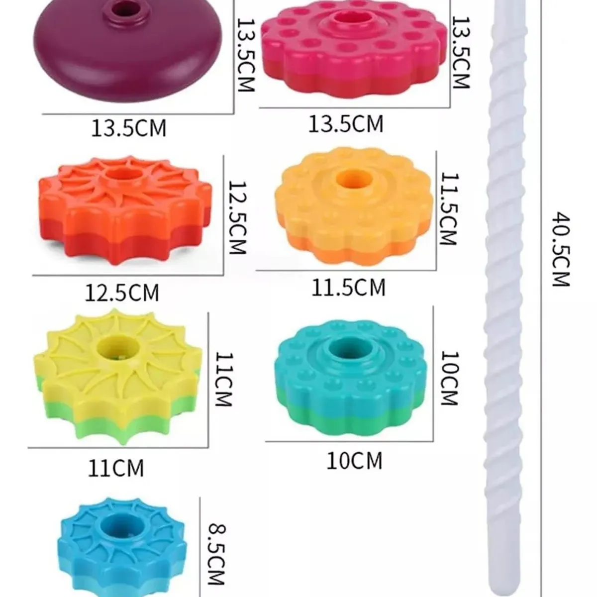 KUANGYE - Spin Again Torre Giratoria Encaje Rainbow Juguete Apilar