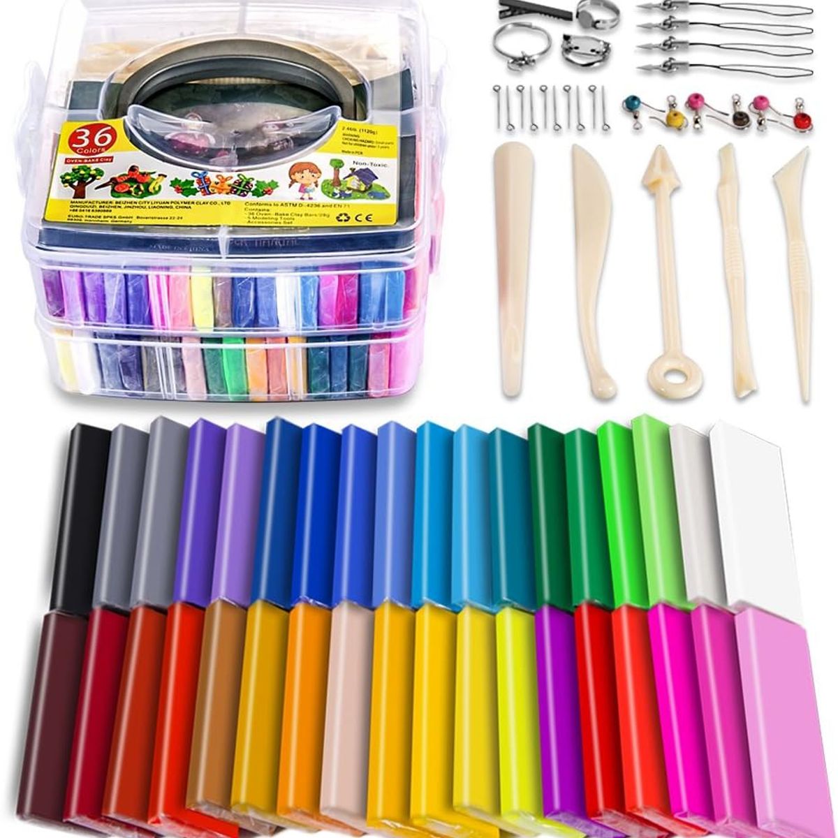 KUANGYE - Arcilla Polimérica De 32 Colores Con Accesorios