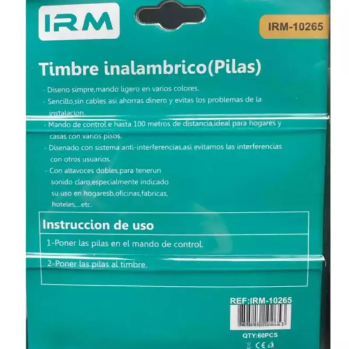 GENERICO - Timbre Inalámbrico Casa A Pila Mando A 100 Mts De Distancia 630D