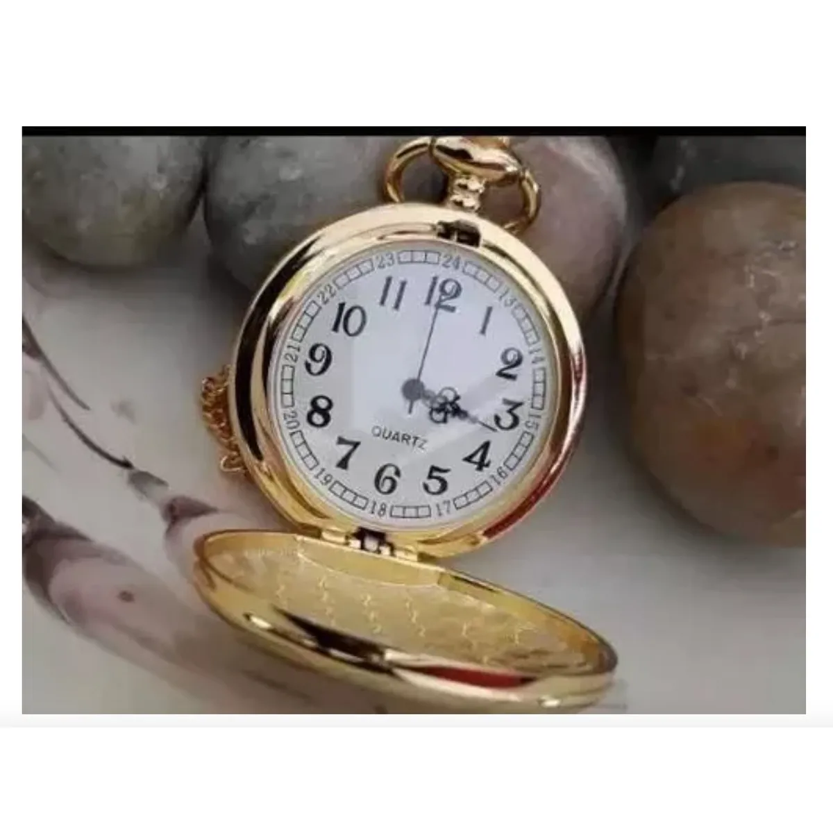 GENERICO - Reloj De Bolsillo Vintage Quartz Oro Con Cadena 37 Cm
