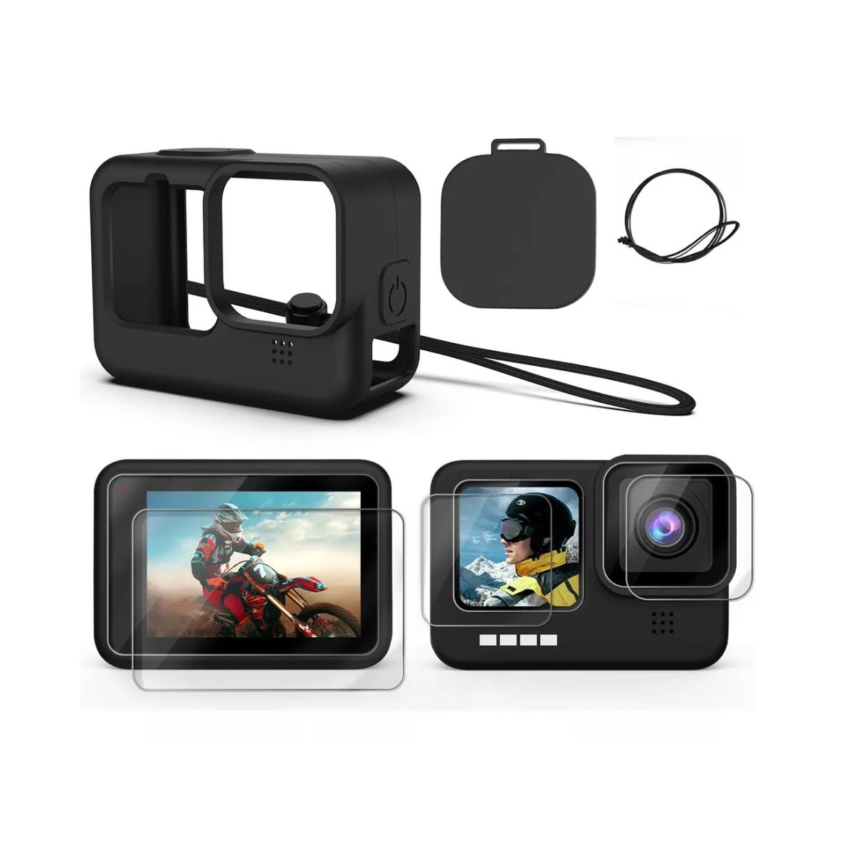 GENERICO - Funda De Silicona Para Gopro Hero 11 10 9 Kit De Accesorios