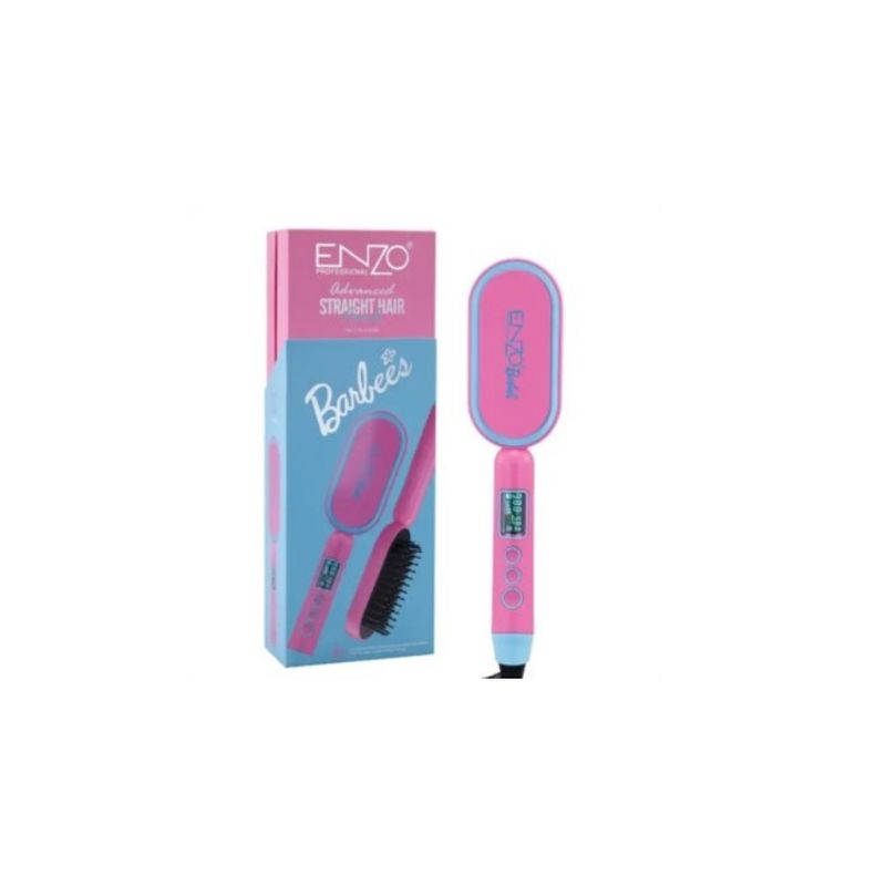 GENERICO - Cepillo Secador Alisador Led Color Rosado Enzo Barbees