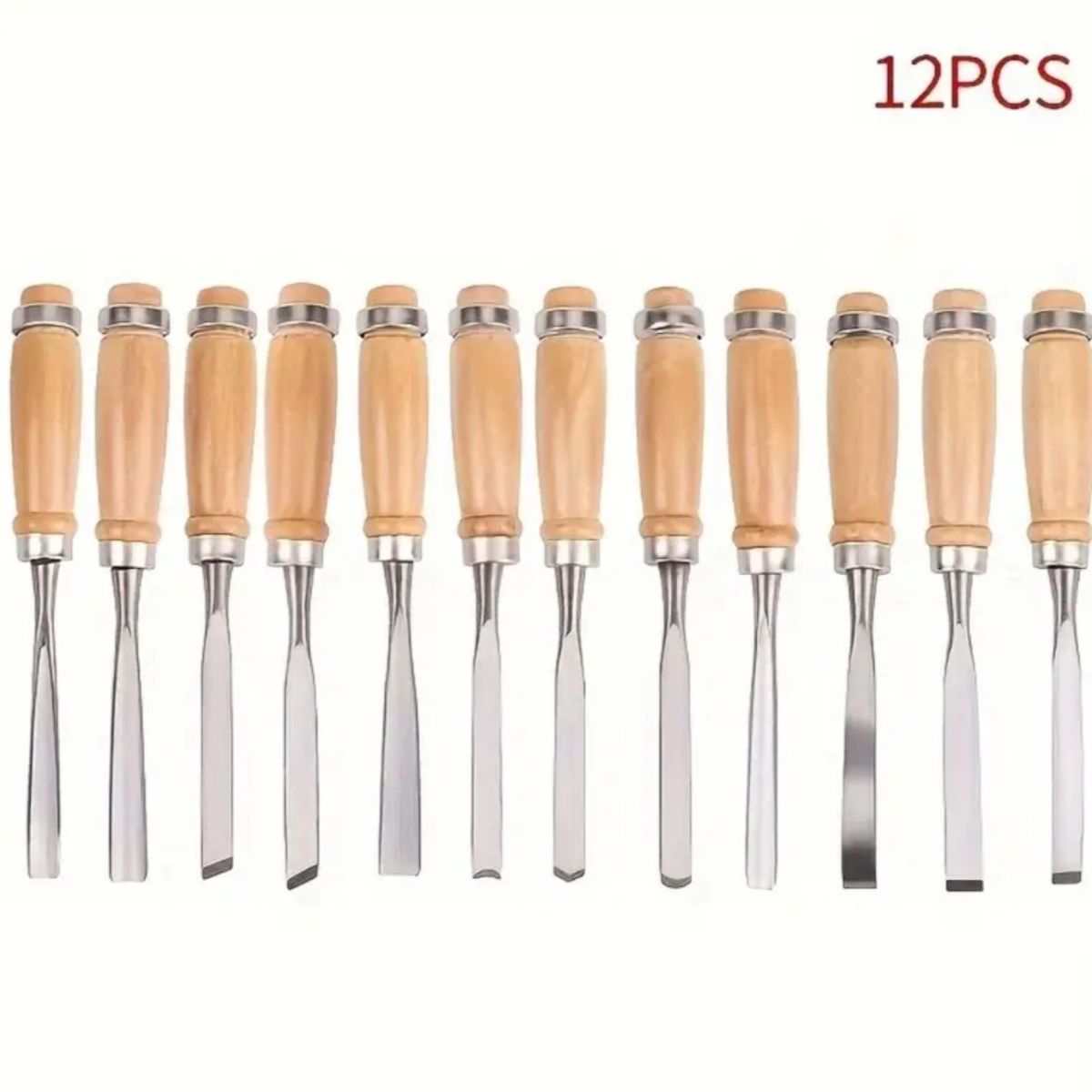 GENERICO - Set Herramientas 12 Cinceles Carpintería Diversos Tamaños y Formas