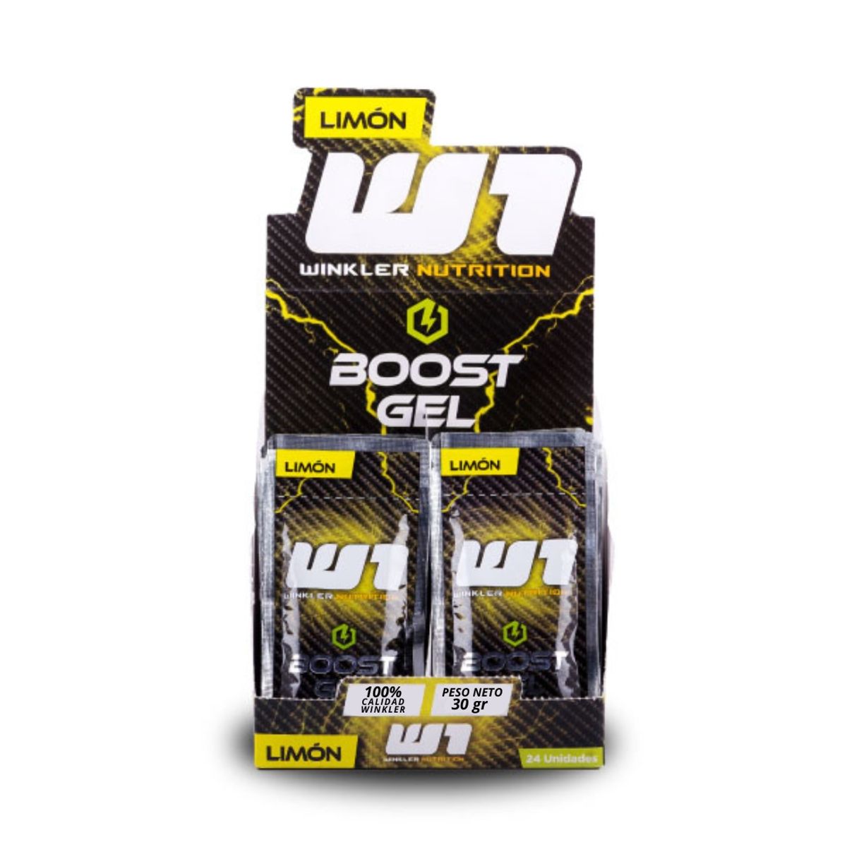 WINKLER NUTRITION - GEL BOOST ENERGIZANTE 24 UNIDADES LIMON - WINKLER NUTRITION