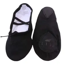 GENERICO - Zapatilla Ballet de lona media punta, con cordón. Blanca - Negra