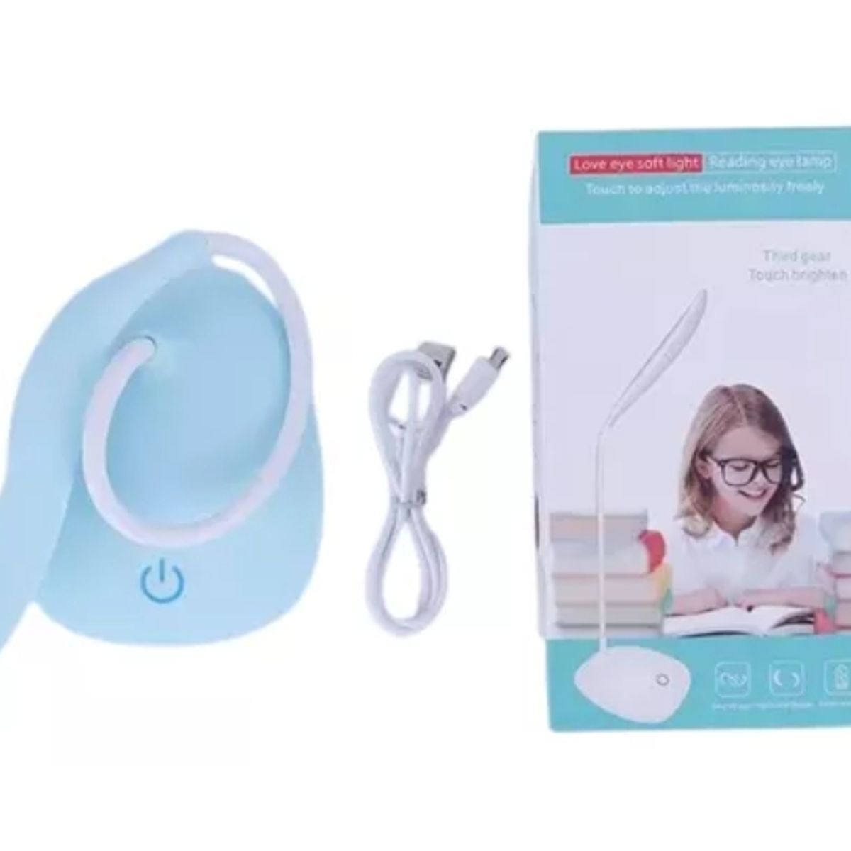 GENERICO - Lampara Led Escritorio Recargable Usb Cuida Ojos Luz Lectura Celeste