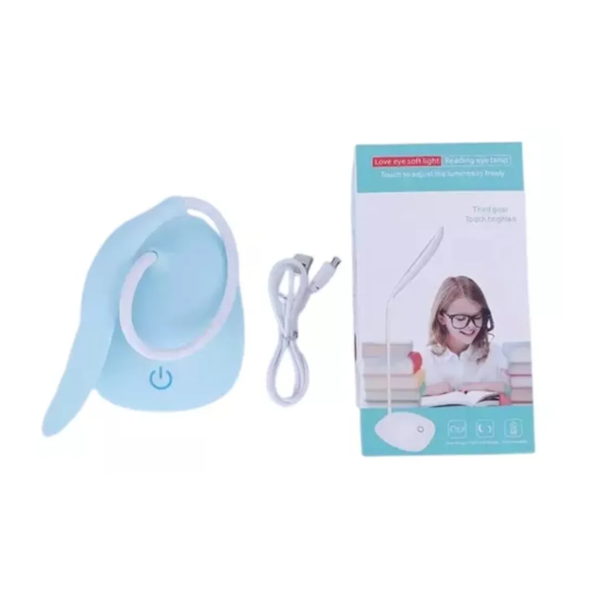 GENERICO - Lampara Led Escritorio Recargable Usb Cuida Ojos Luz Lectura Celeste