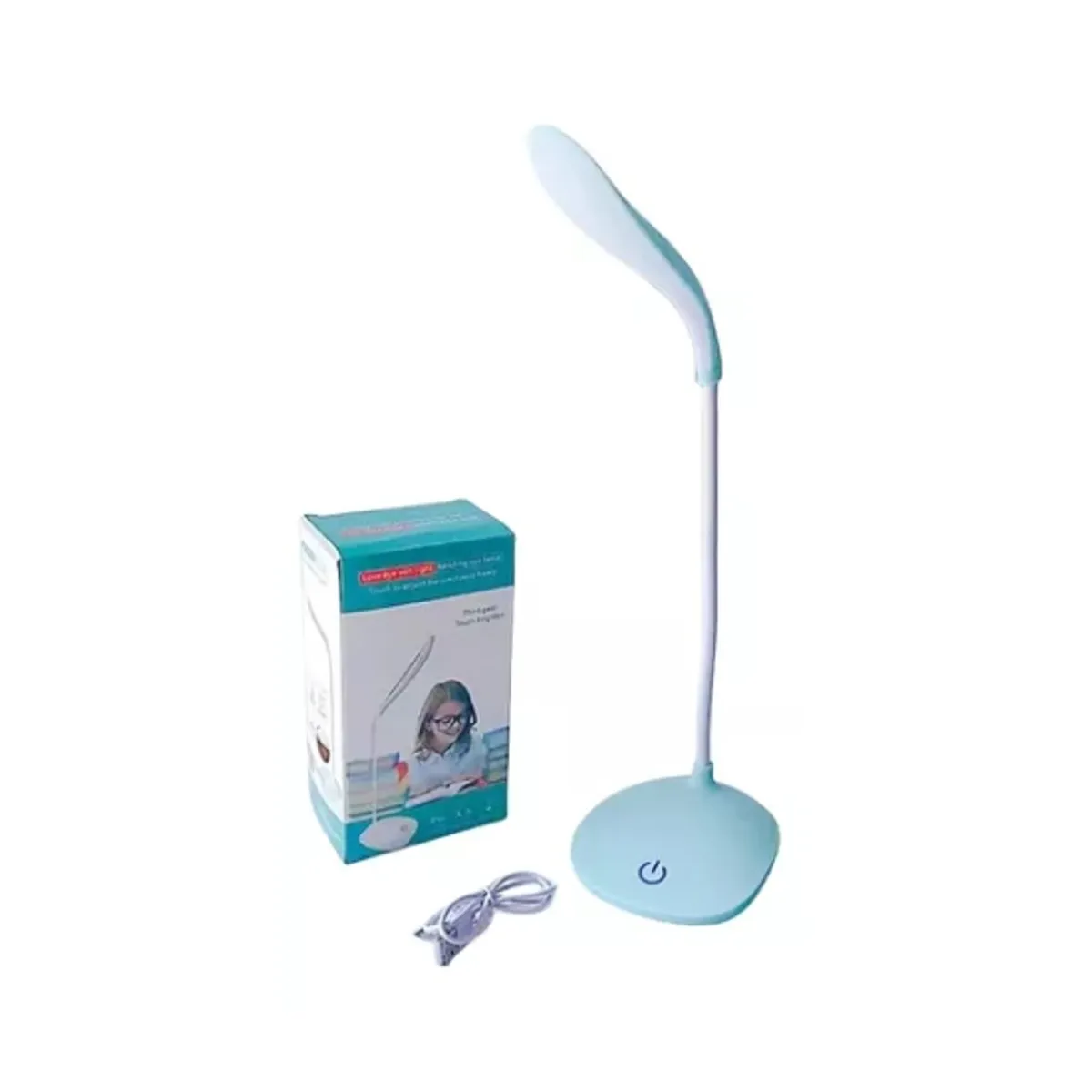 GENERICO - Lampara Led Escritorio Recargable Usb Cuida Ojos Luz Lectura Celeste