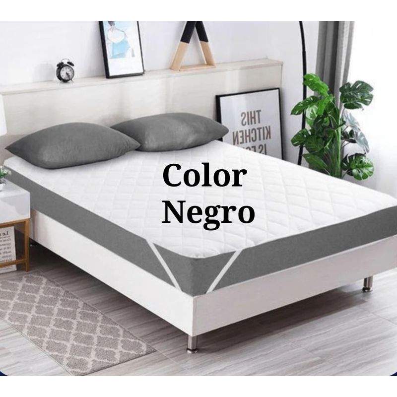 DCOBRE - Cubre Colchón Cobre GRUESO Invierno  king color NEGRO