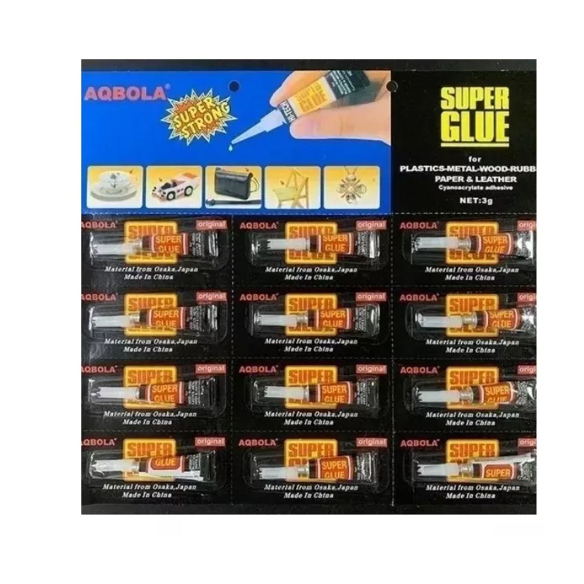 GENERICO - Pack 12 Super Pegamento 3gr Tipo Gotita Super Glue