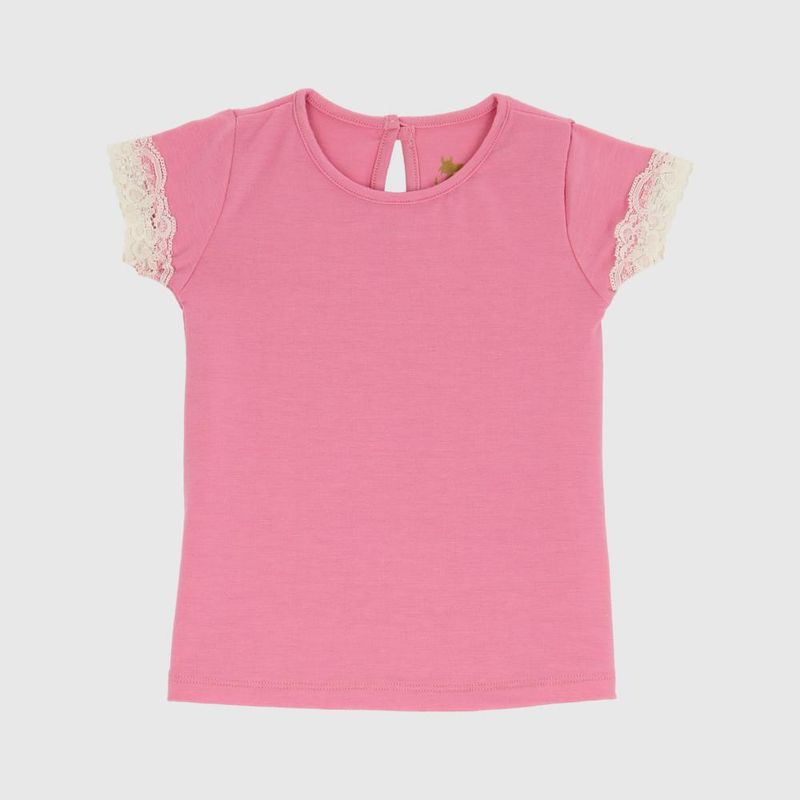 COYOTE KIDS - Polera rosa encaje algodón peruano - Rosa