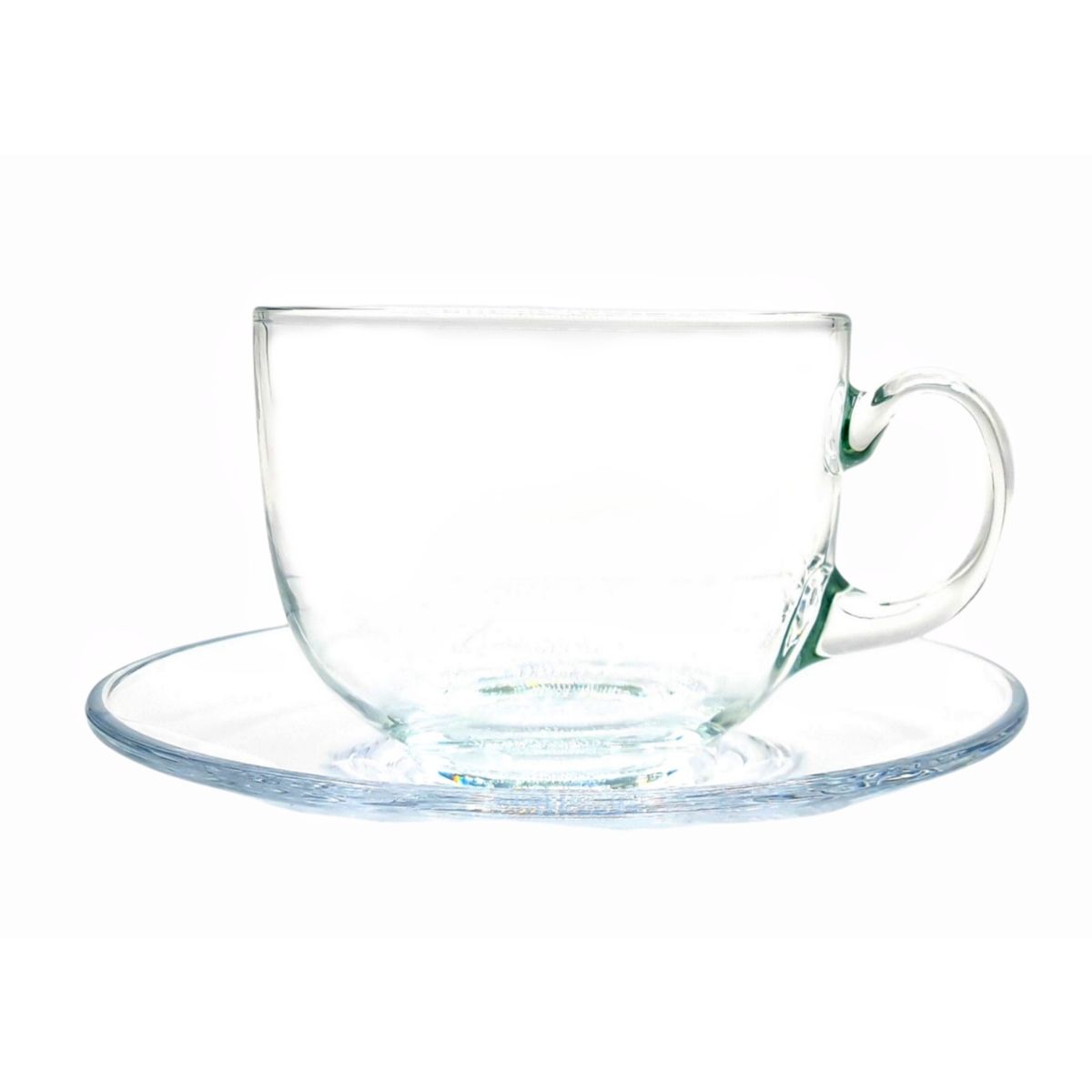 MOGA - Taza Con Platillo Vidrio Mug Pack 6 Pcs 470Ml Café