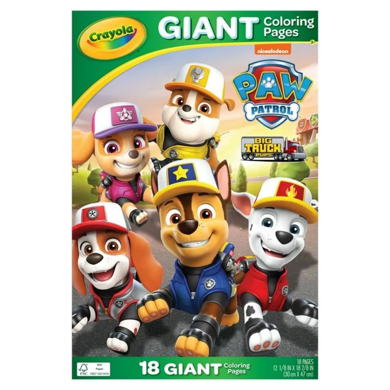 CRAYOLA - SET GIGANTE PARA COLOREAR PAW PATROL 18 PG + 24 CRAYONES