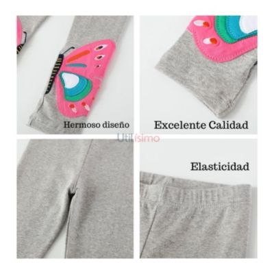Imagen 2 del producto Calzas Niña Mariposas Colores Gris 100% Algodón