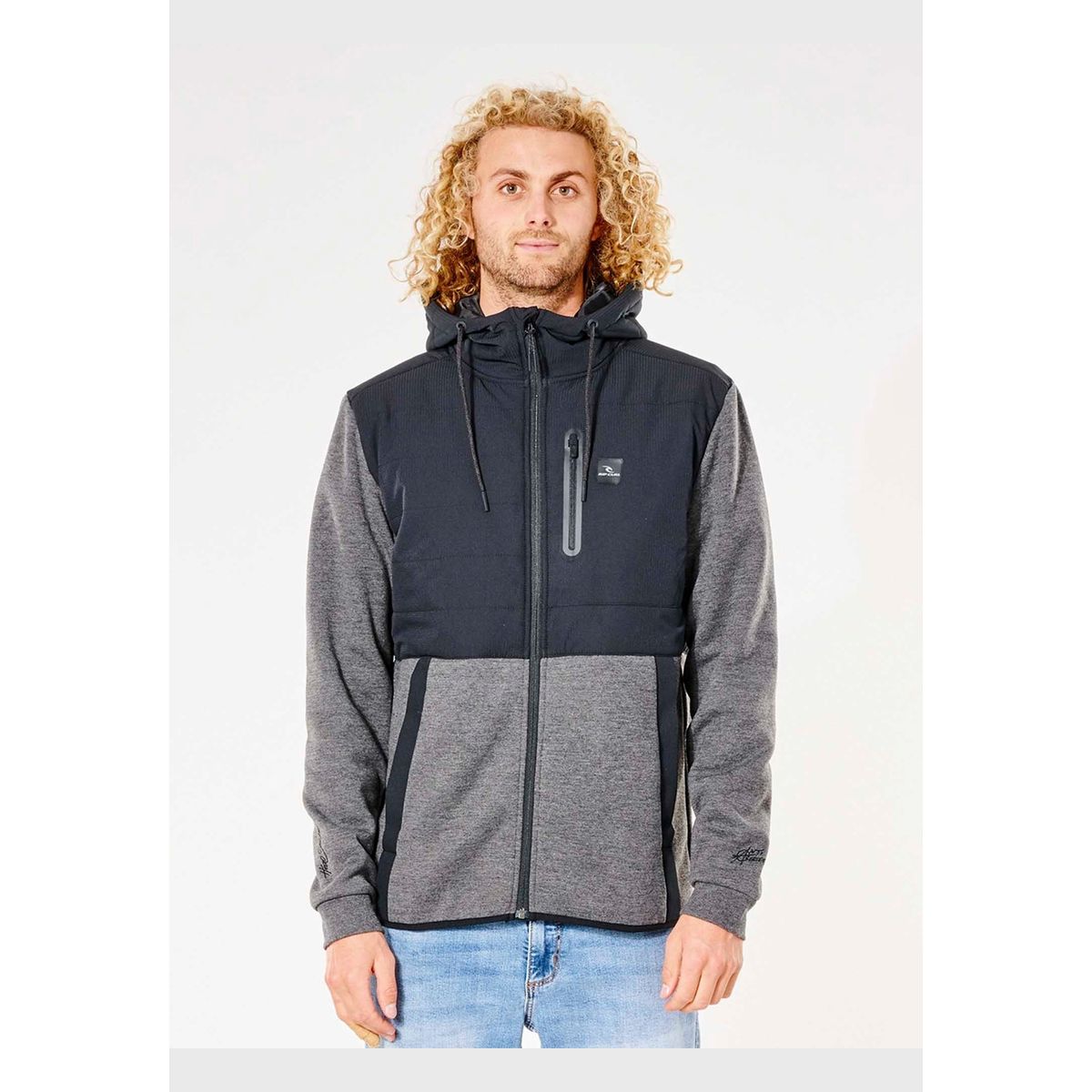RIP CURL - Poleron Anti Series Heatseeker Zip Thr Negro Hombre Rip Curl