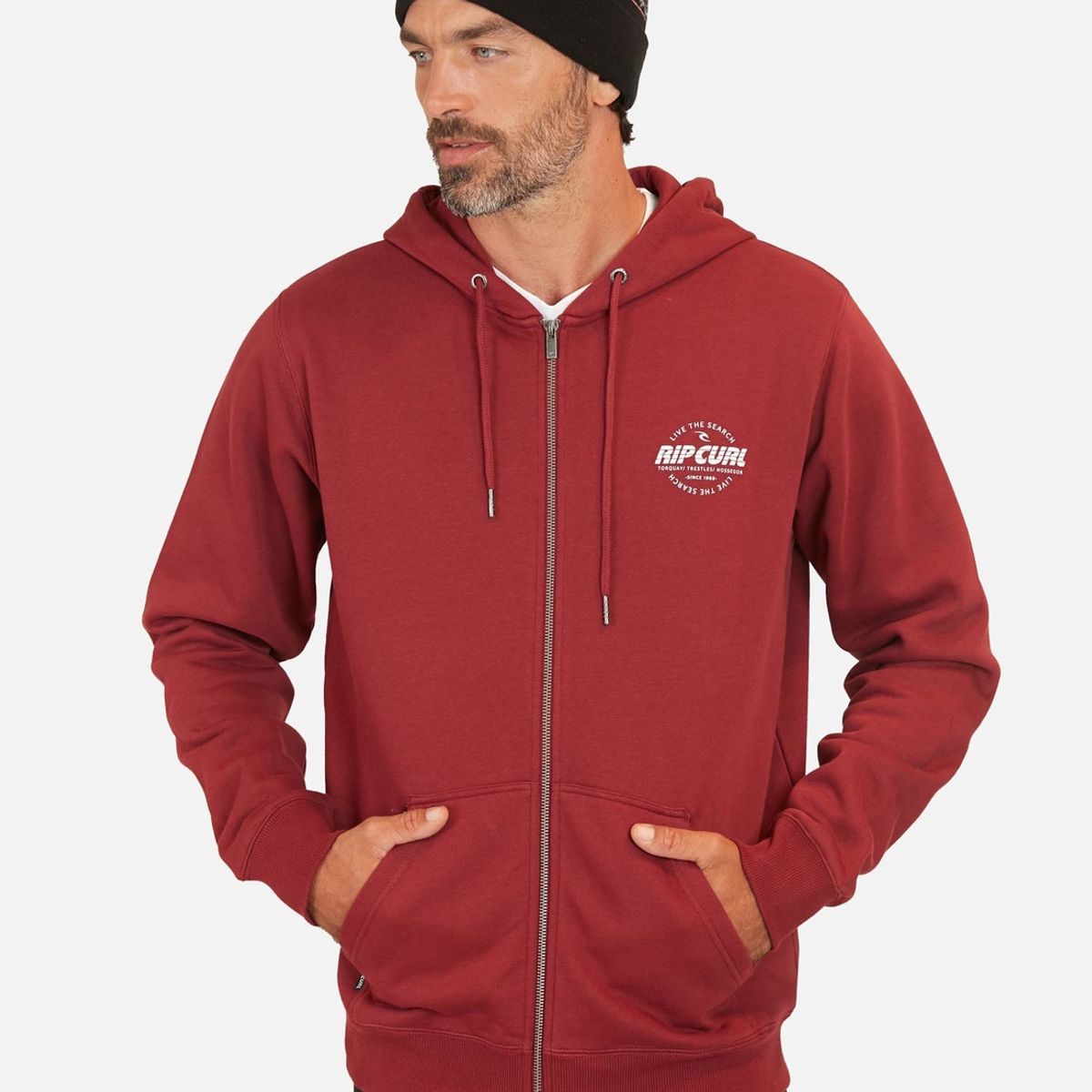 RIP CURL - Poleron Live The Search Full Zip Burdeo Hombre Rip Curl