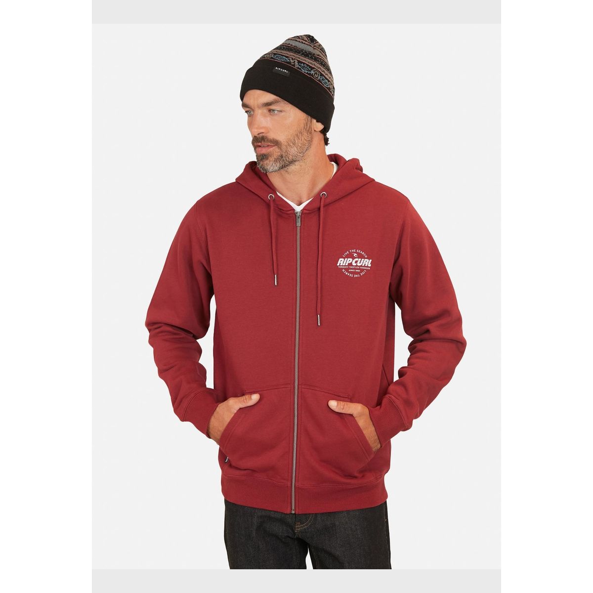 RIP CURL - Poleron Live The Search Full Zip Burdeo Hombre Rip Curl