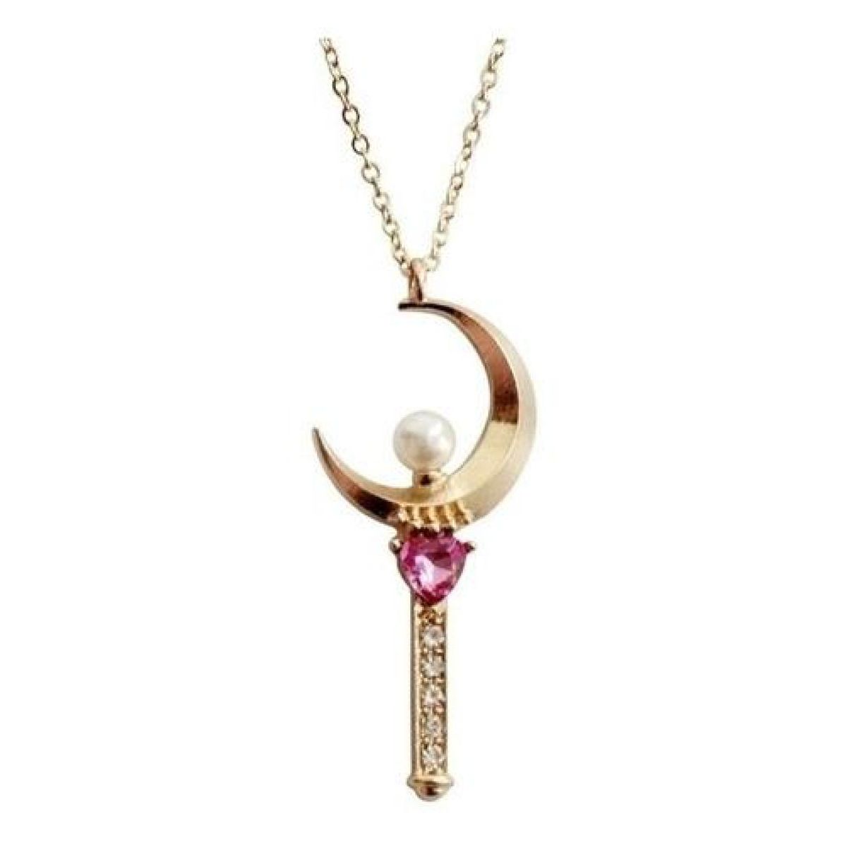 GENERICO - Collar Sailor Moon Cetro Lunar (moon Stick) - Dorado