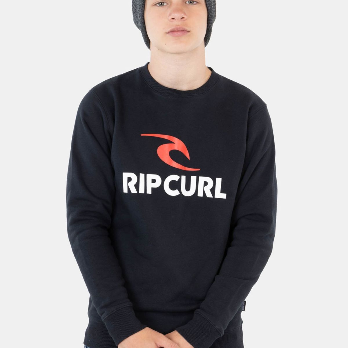 RIP CURL - Poleron Crew Neck Negro Infantil Rip Curl