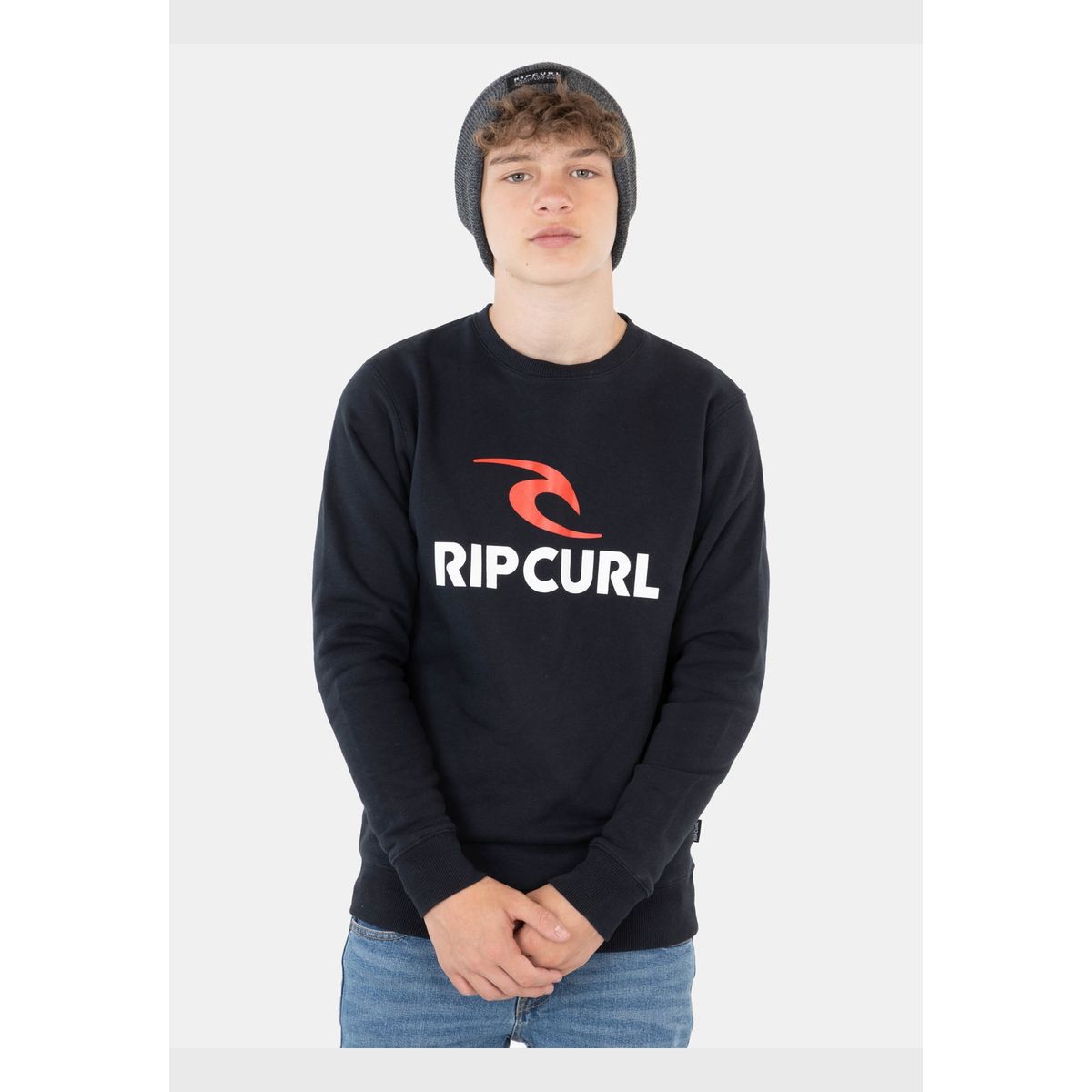 RIP CURL - Poleron Crew Neck Negro Infantil Rip Curl