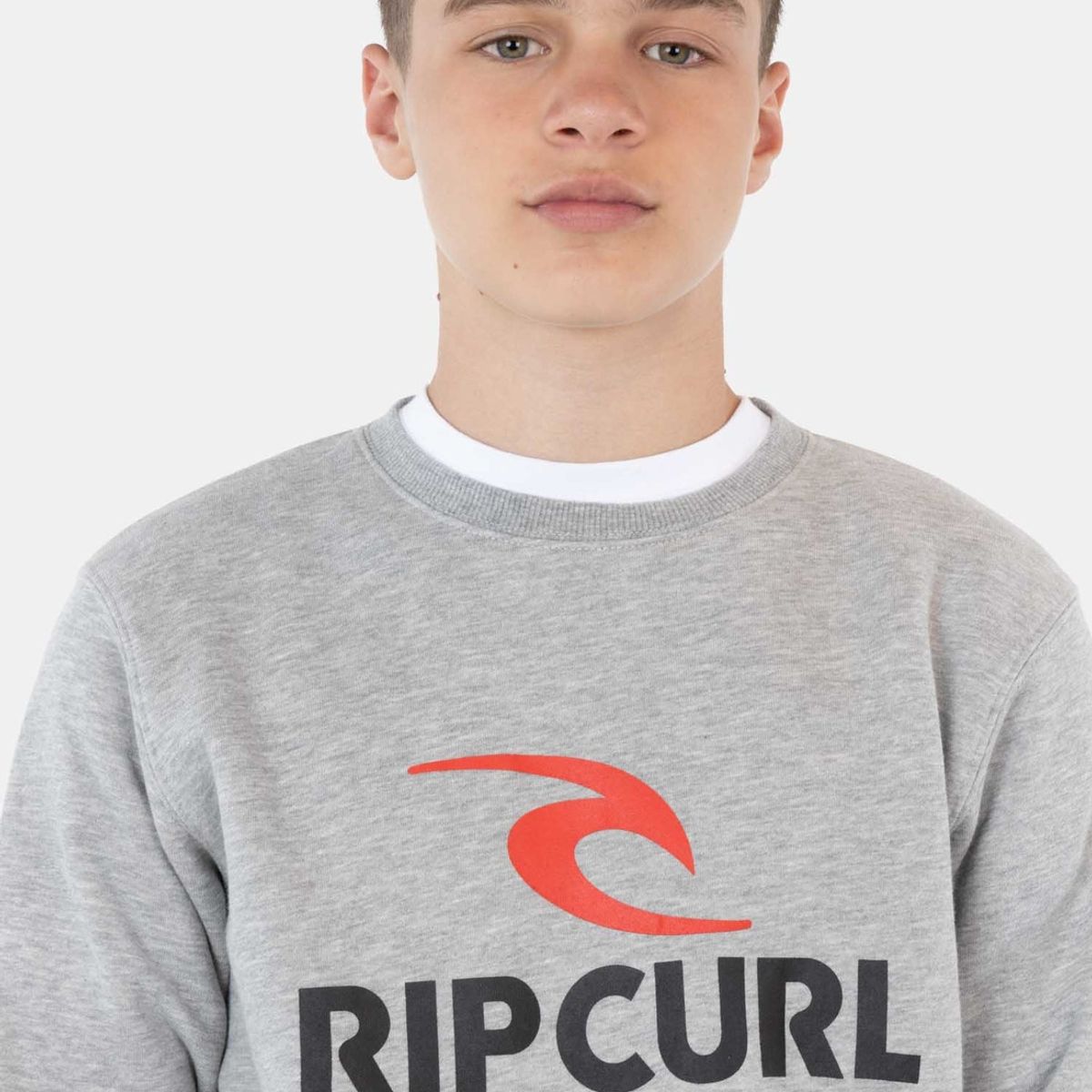 RIP CURL - Poleron Crew Neck Gris Infantil Rip Curl