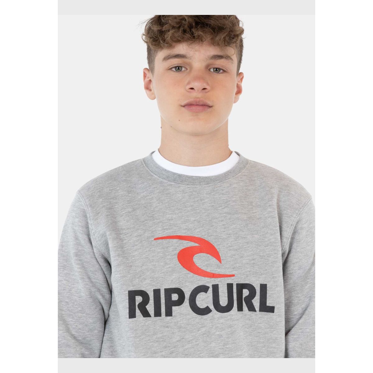 RIP CURL - Poleron Crew Neck Gris Infantil Rip Curl