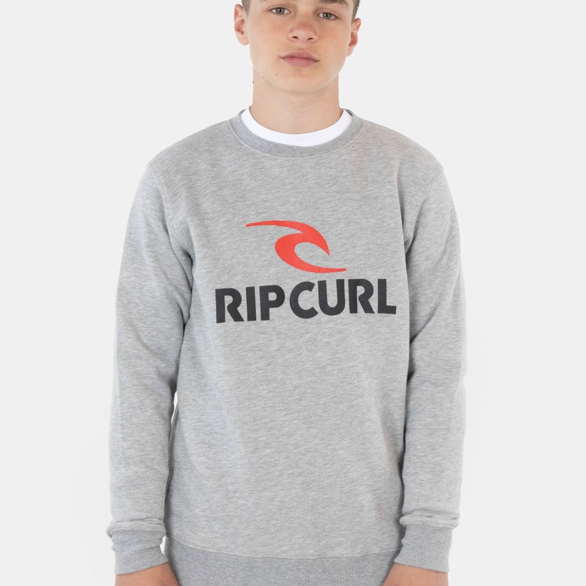 RIP CURL - Poleron Crew Neck Gris Infantil Rip Curl