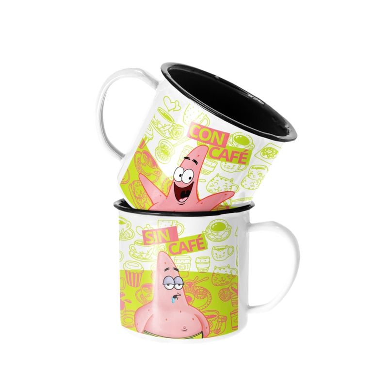 SM - Taza Enlozada Lechera Patricio Bob Esponja con y sin Cafe SM