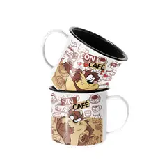 SM - Taza Enlozada Lechera Demonio de Tazmania Con y Sin Cafe - Blanco