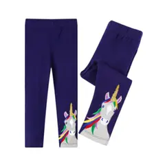 JUMP KIDS - Calzas Niña Unicornio Azul 100% Algodón