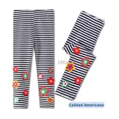 JUMP KIDS - Calzas Niña Flores Rayas 100% Algodón