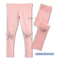 JUMP KIDS - Calzas Niña Unicornio Rosa 100% Algodón