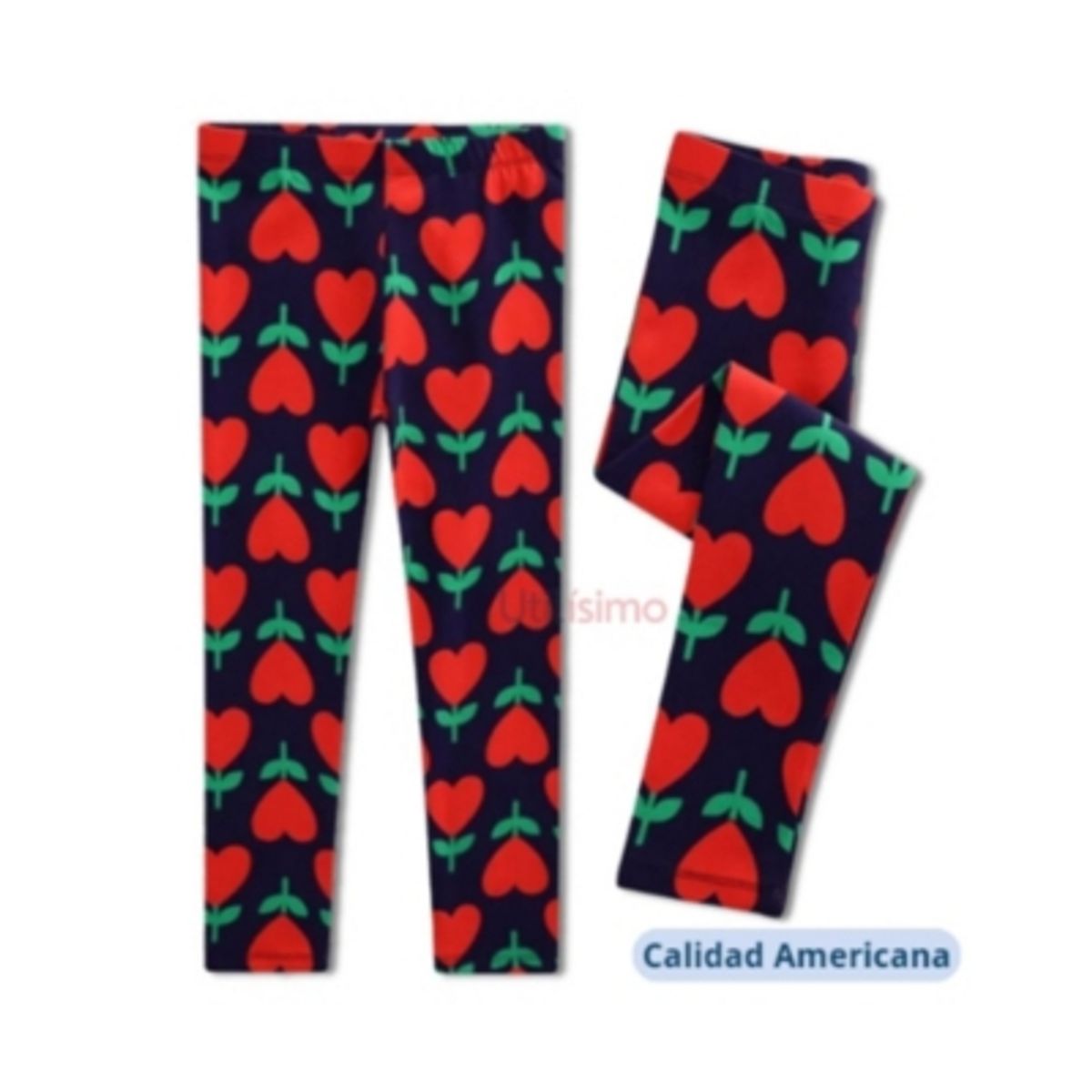 JUMP KIDS - Calzas Niña Corazones Negra Jump Kids 100% Algodón