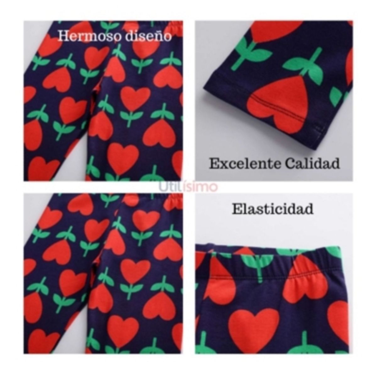 JUMP KIDS - Calzas Niña Corazones Negra Jump Kids 100% Algodón