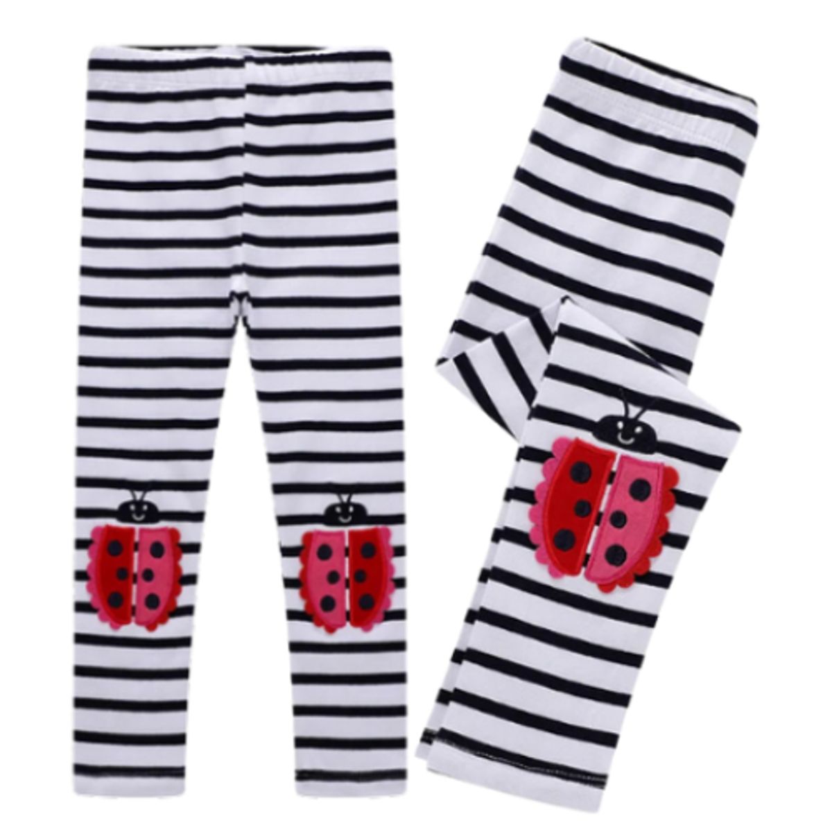 JUMP KIDS - Calzas Niña Chinita Negra Rayas Blancas Jump Kids 100% Algodón