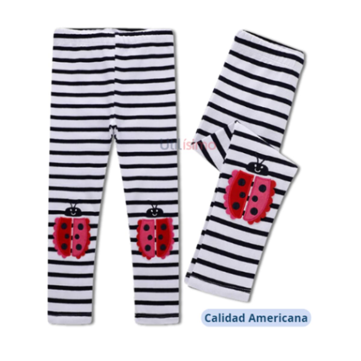 JUMP KIDS - Calzas Niña Chinita Negra Rayas Blancas Jump Kids 100% Algodón