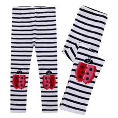 JUMP KIDS - Calzas Niña Chinita Negra Rayas Blancas 100% Algodón