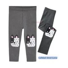 JUMP KIDS - Calzas Niña Perro Gris Oscuro 100% Algodón