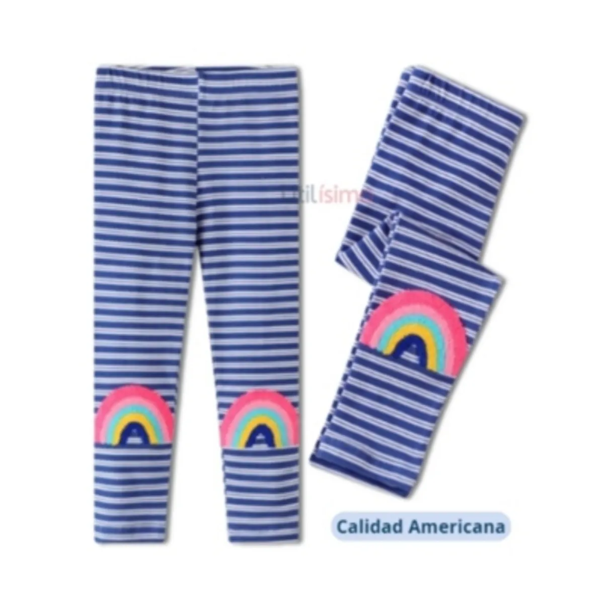 JUMP KIDS - Calzas Niña Arco Iris Azul Rayas Jump Kids 100% Algodón