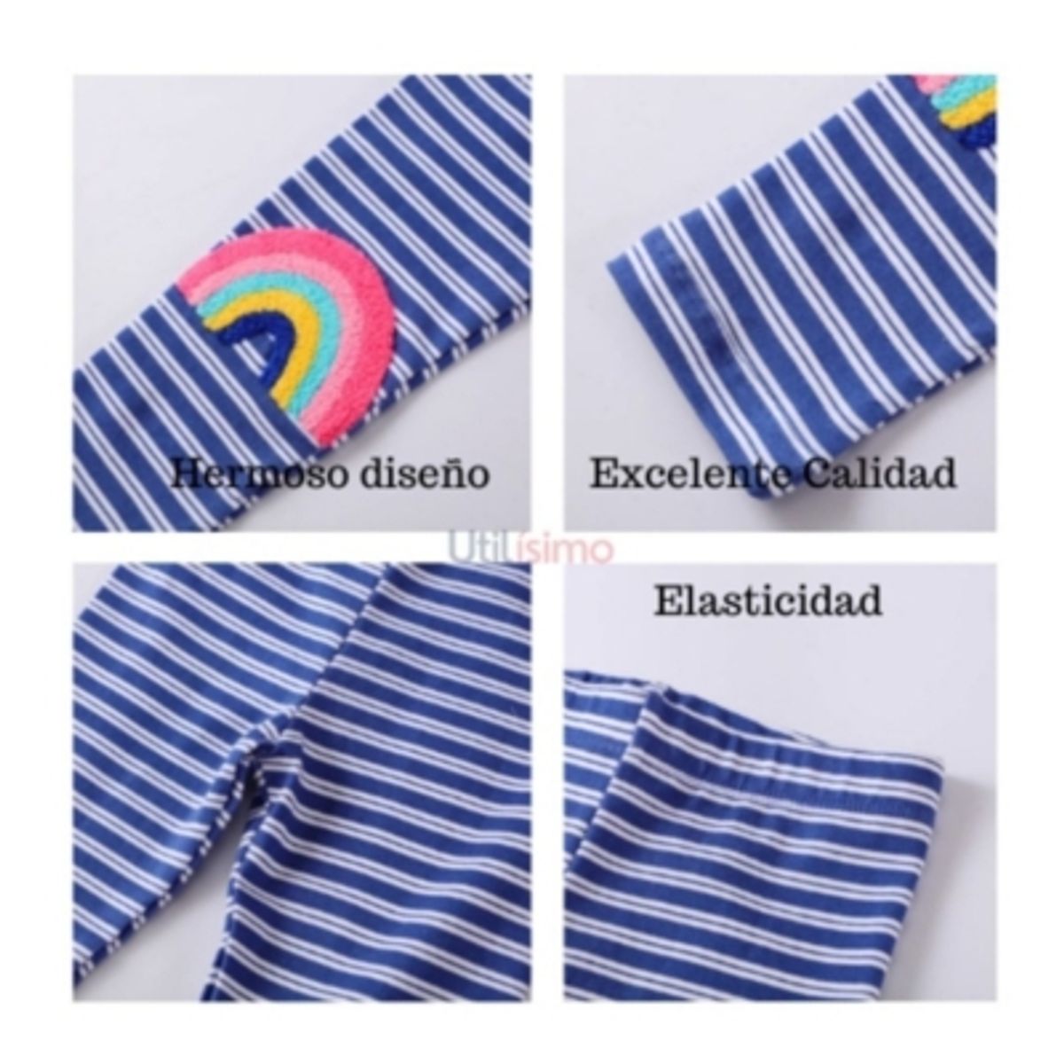 JUMP KIDS - Calzas Niña Arco Iris Azul Rayas Jump Kids 100% Algodón