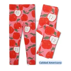 JUMP KIDS - Calzas Niña Manzanas Rosado 100% Algodón